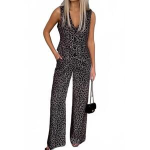 NEW LA ROSEASON vest long pants set in brown leopard